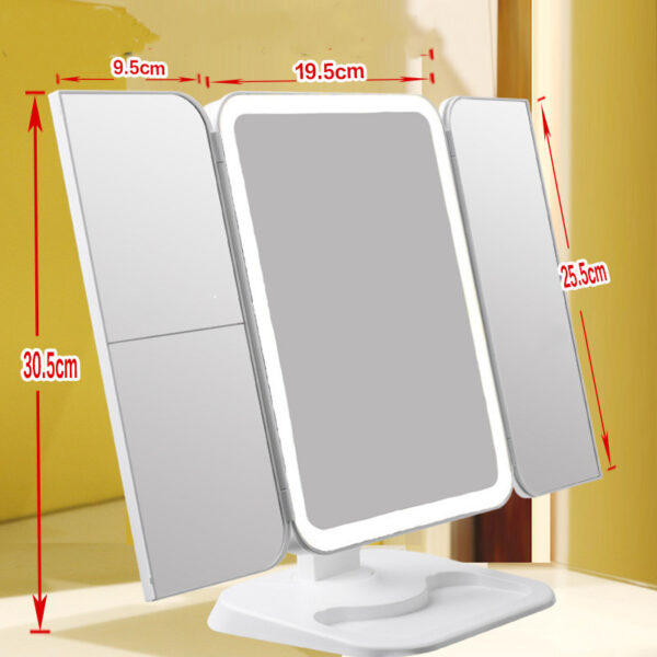 Trifold Makeup Mirror With Light 68 LED Vanity Mirrors 10X Magnifying 180Rotation - Image 6