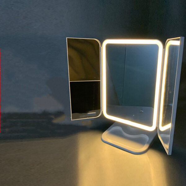 Trifold Makeup Mirror With Light 68 LED Vanity Mirrors 10X Magnifying 180Rotation - Image 3