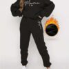 Casual Long Sleeve Printed Fleece Two-piece Set - Image 5
