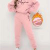 Casual Long Sleeve Printed Fleece Two-piece Set - Image 4