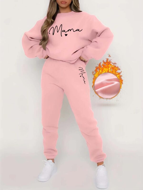 Casual Long Sleeve Printed Fleece Two-piece Set - Image 4