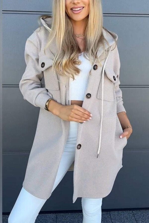 Autumn And Winter Leisure Hooded Pocket Long Sleeve Twill Jacket - Image 10