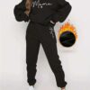 Casual Long Sleeve Printed Fleece Two-piece Set - Image 6