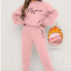 Casual Long Sleeve Printed Fleece Two-piece Set - Image 2