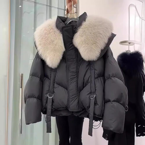 Winter Black Cotton-padded Clothes Coat For Women - Image 5