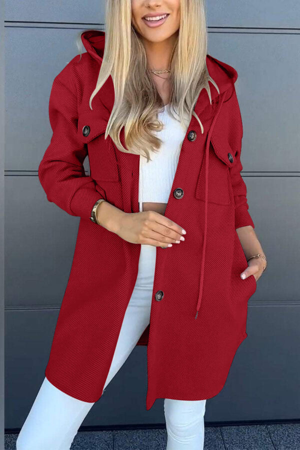 Autumn And Winter Leisure Hooded Pocket Long Sleeve Twill Jacket - Image 8