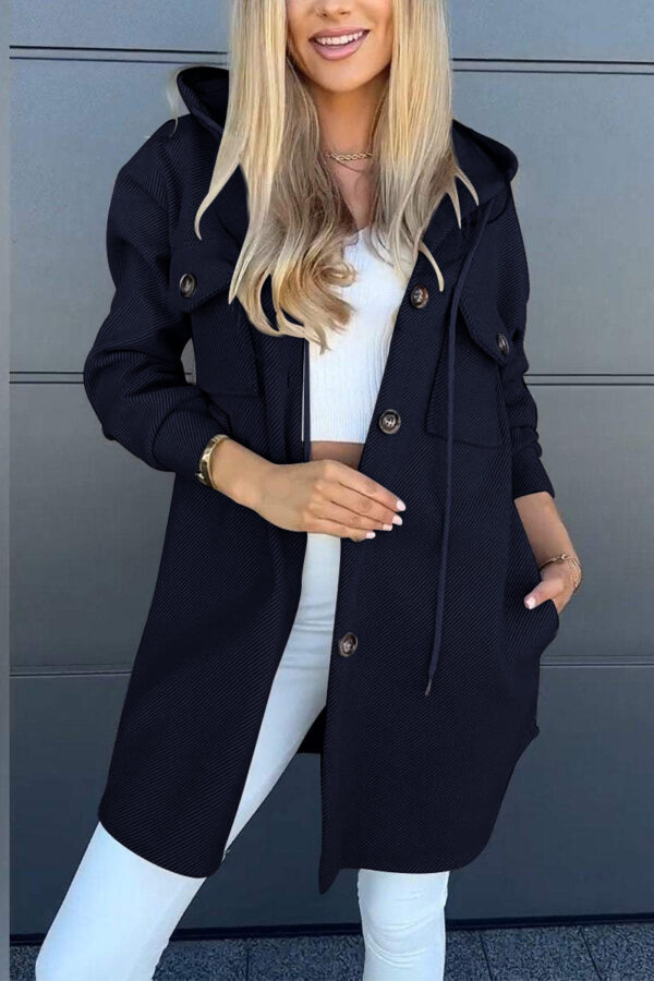 Autumn And Winter Leisure Hooded Pocket Long Sleeve Twill Jacket - Image 5