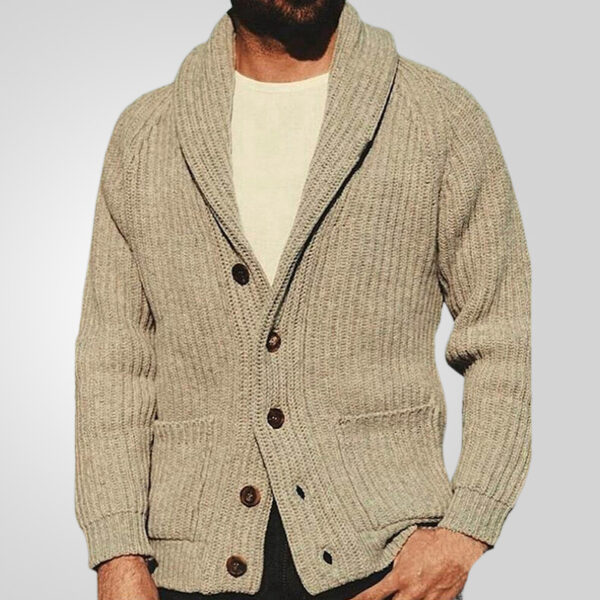 Men's Lapel Knitting Cardigan Fashion Button Sweater With Pockets Outwear Long Sleeve Top Spring Fall - Image 4