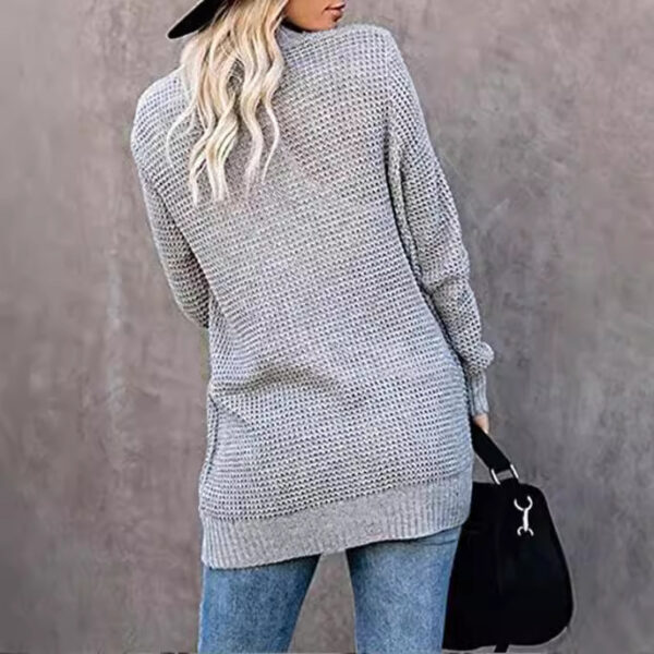 Women's Curved Placket Knitted Sweater Cardigan - Image 4